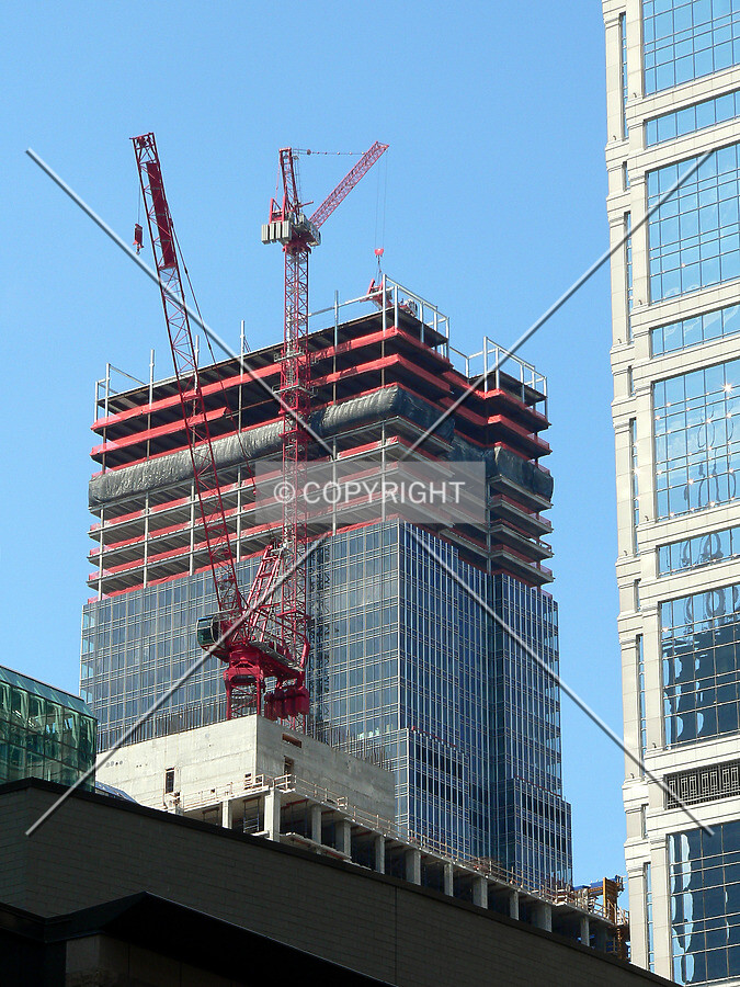 View to the northwest with the crane of Waterview Tower in the foreground