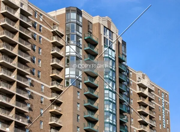 Top floors from the base of the Stone Arch Bridge