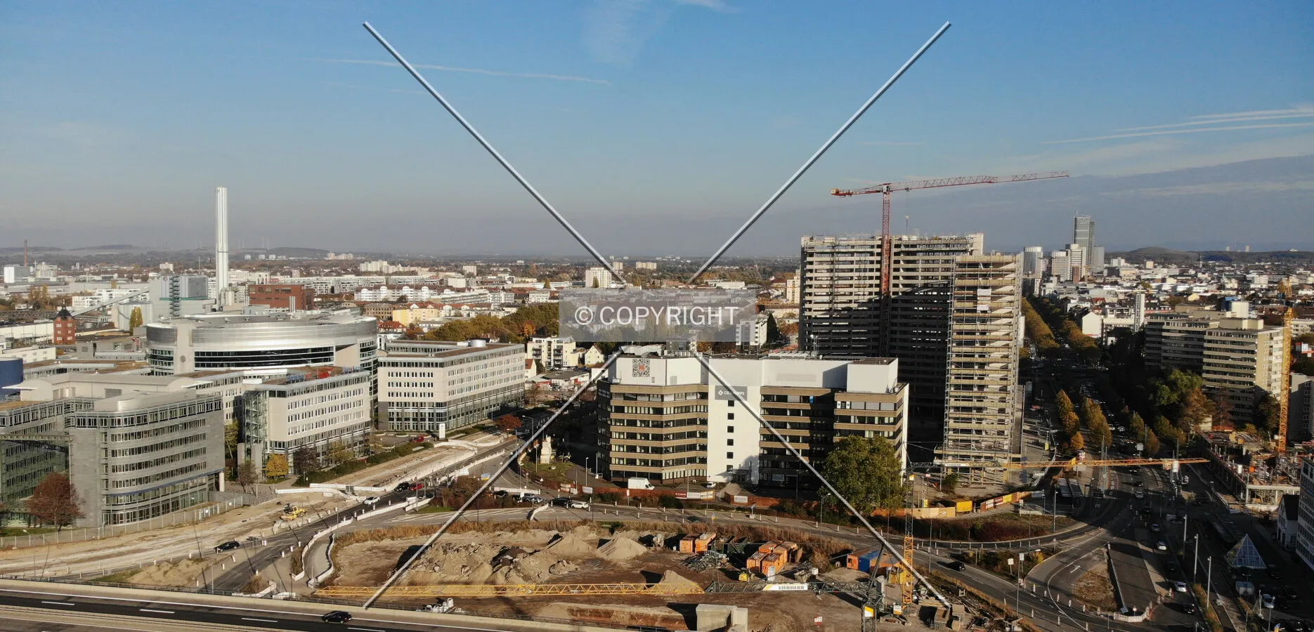 Offenbach Kaiserlei with buildings under construction