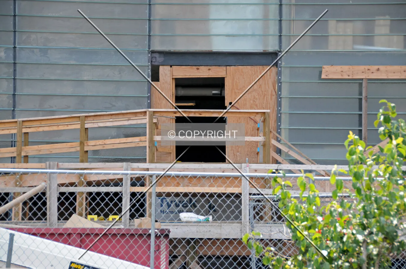 Construction entrance on the north side of the Maple Tower