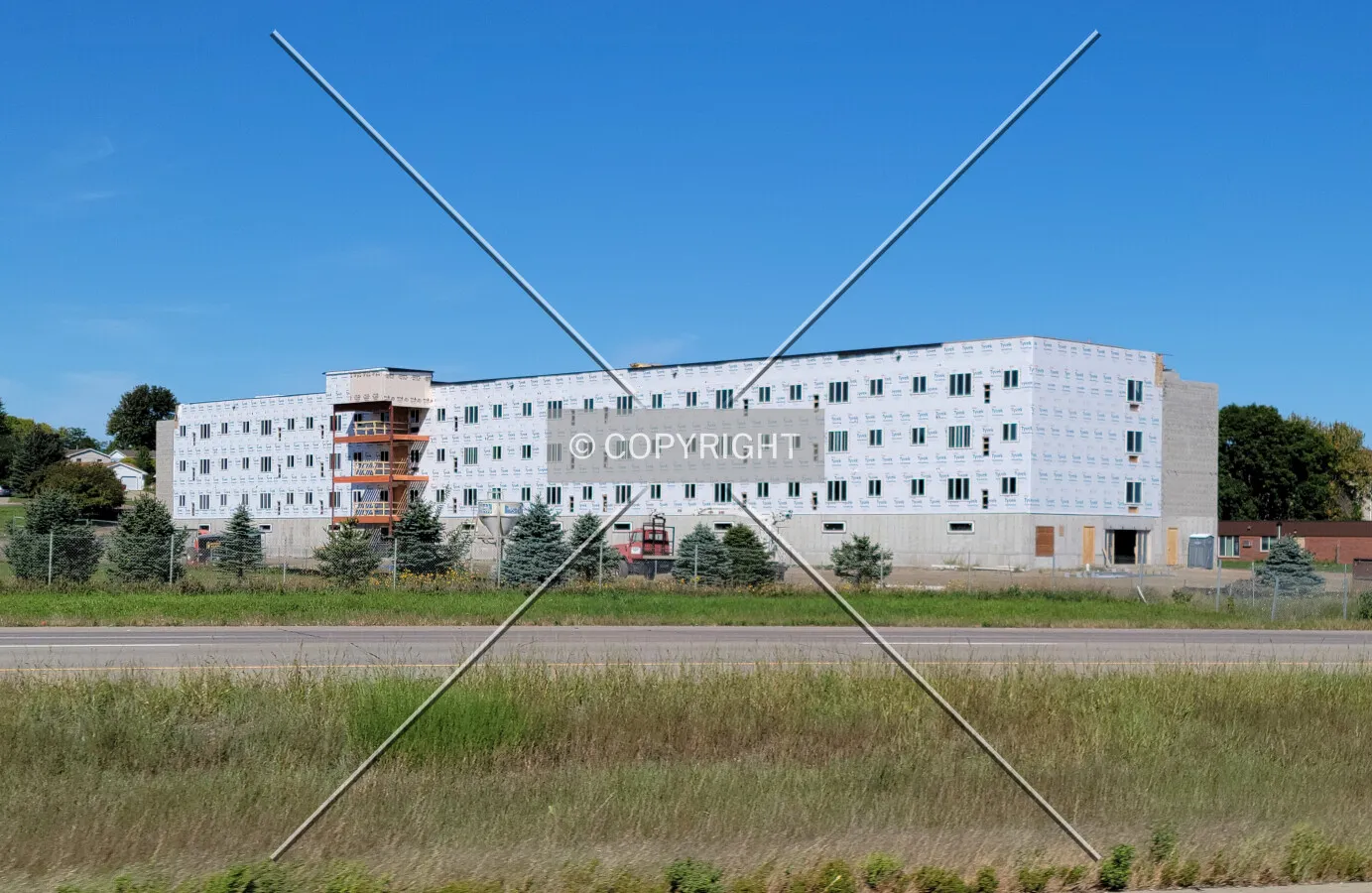 From the southeast during construction; September 25, 2021