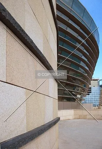 Detail view of stonework and dome finish