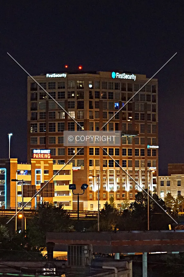 Distant view from the southeast at night; July 3, 2017