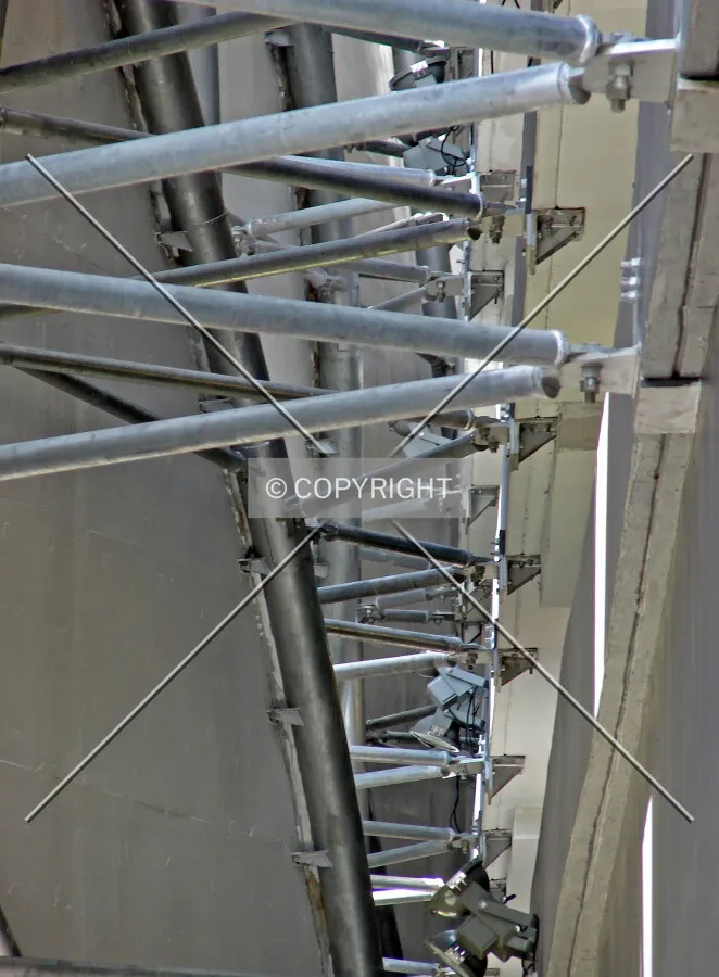 View of the attachment system between the carp ark and the undulating facade panels