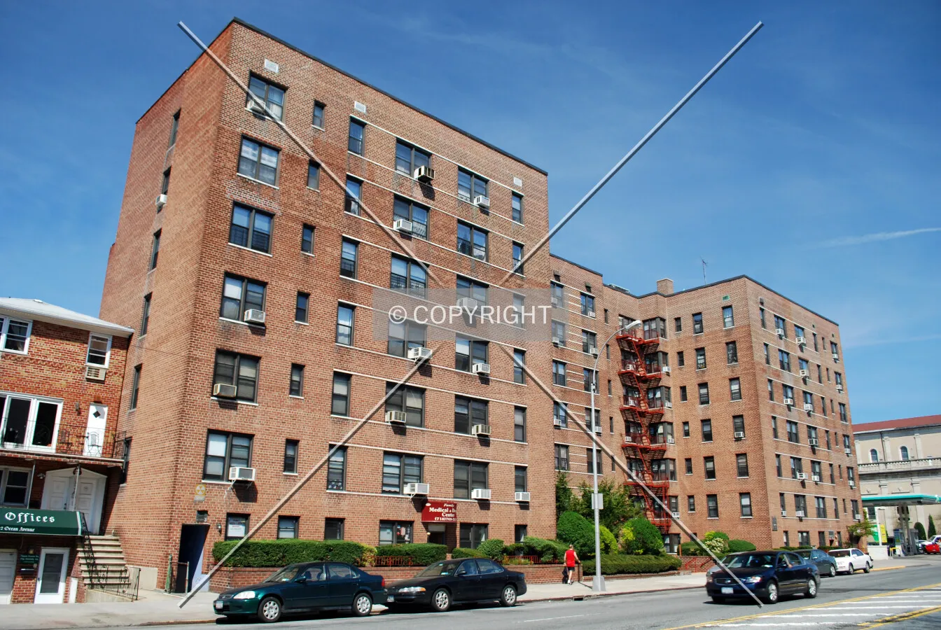 Viewed from the southeast along Ocean Avenue
