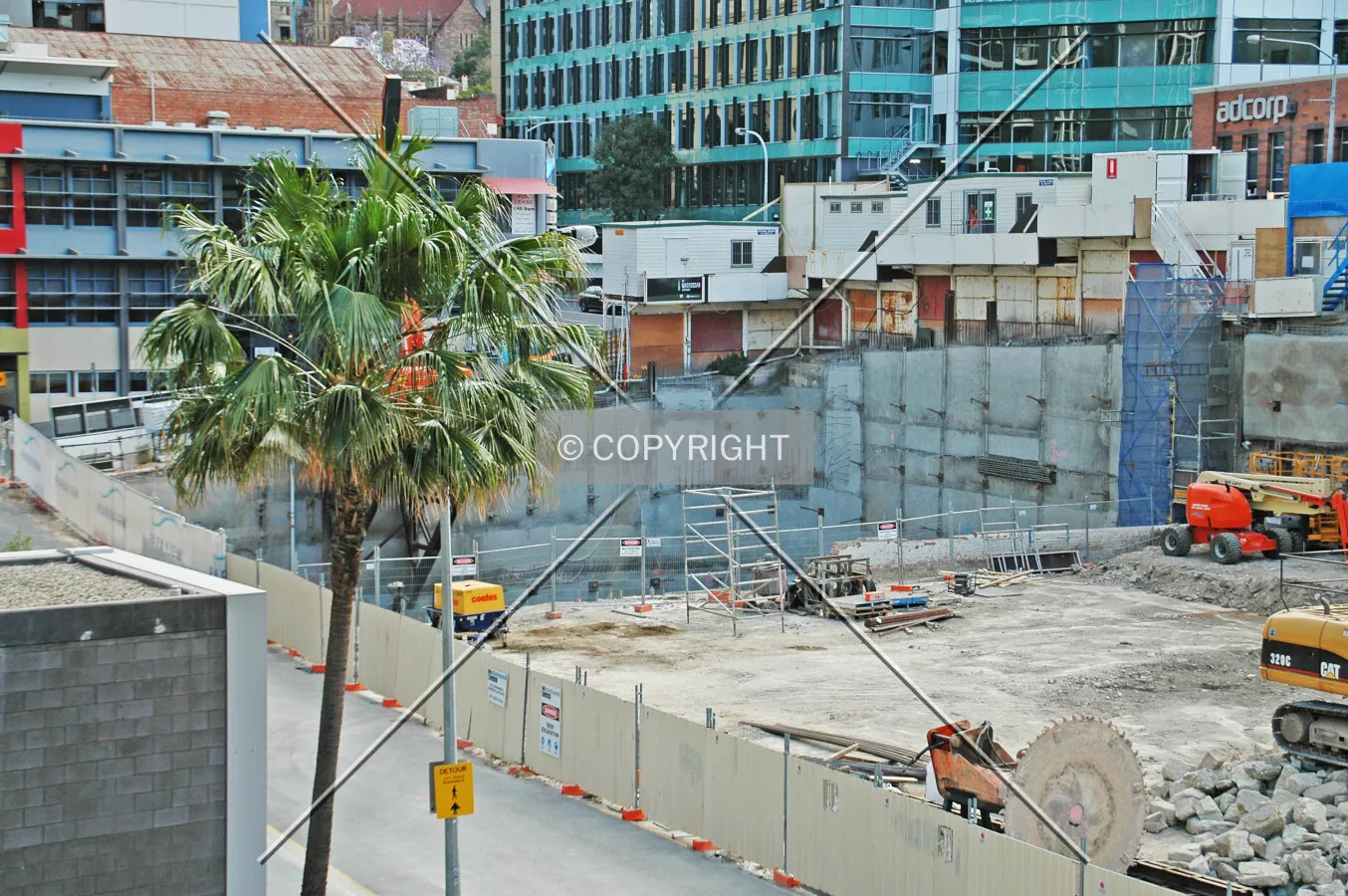 View of the site and excavation area