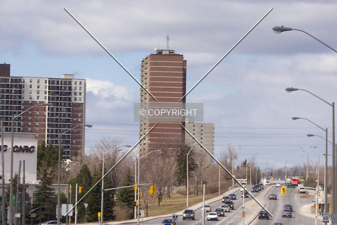 View from Montreal Road and Blair Road, facing west