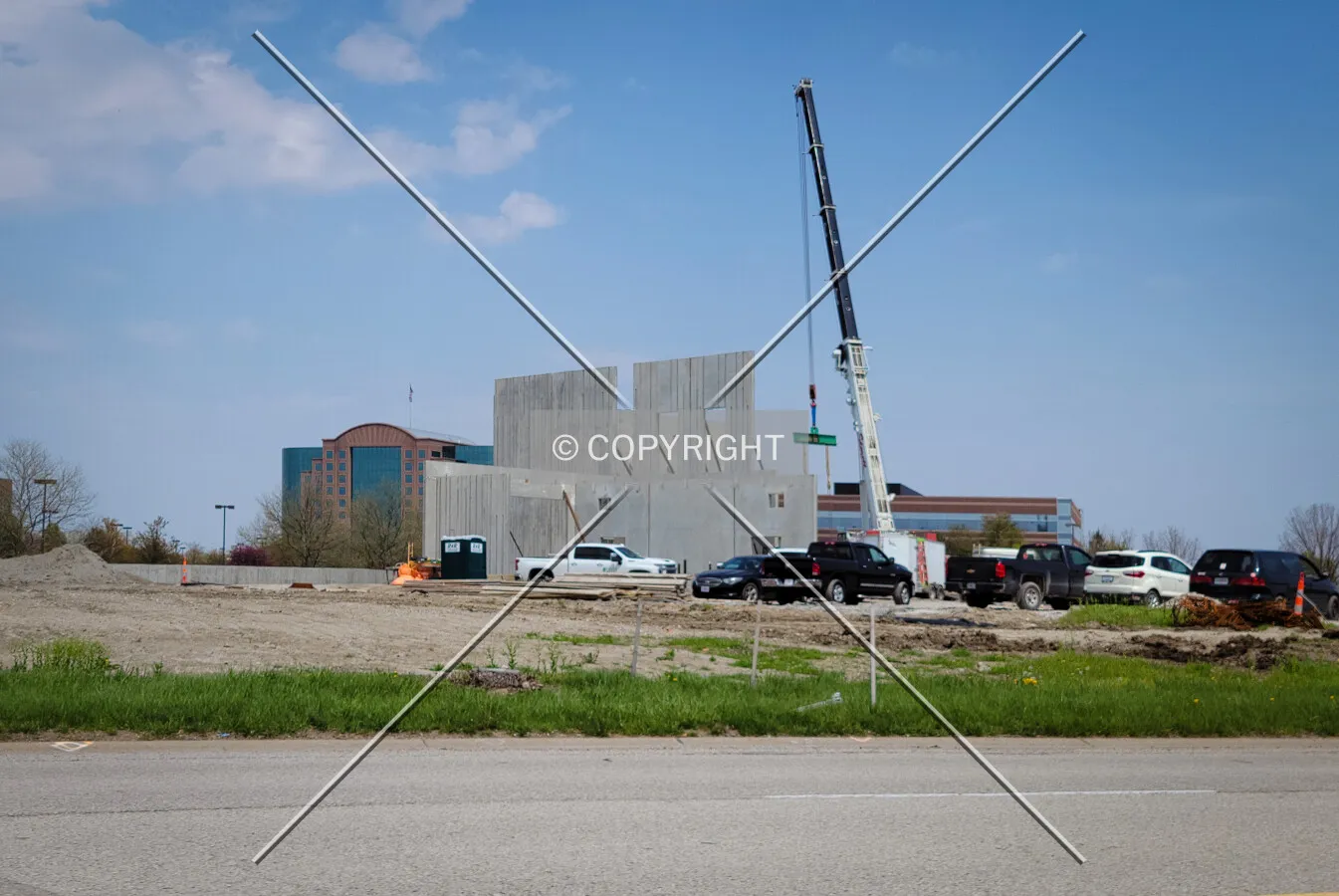 From the southeast during construction