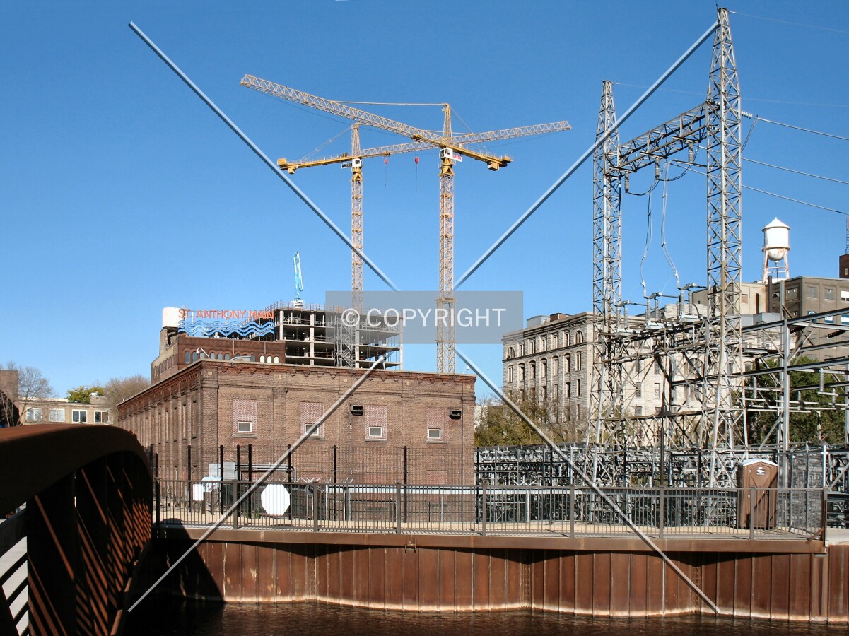 View to the northeast from Water Power Park, with an Xcel Energy substation
