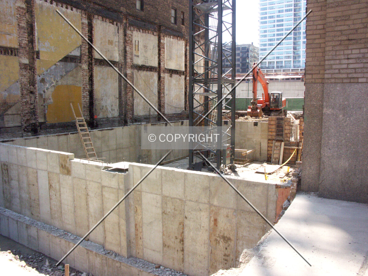 Looking southwest across the foundations