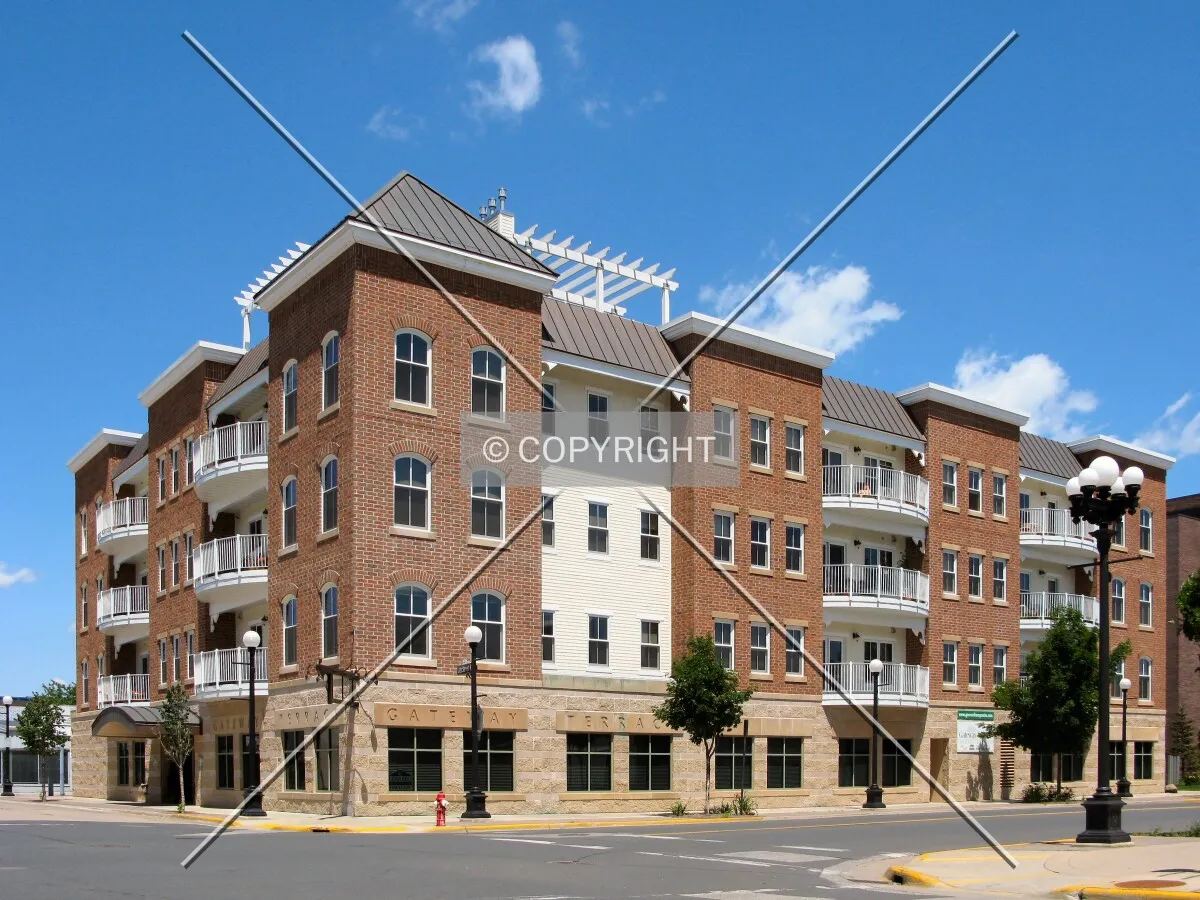 View to the northeast across 6th Street/Main Street