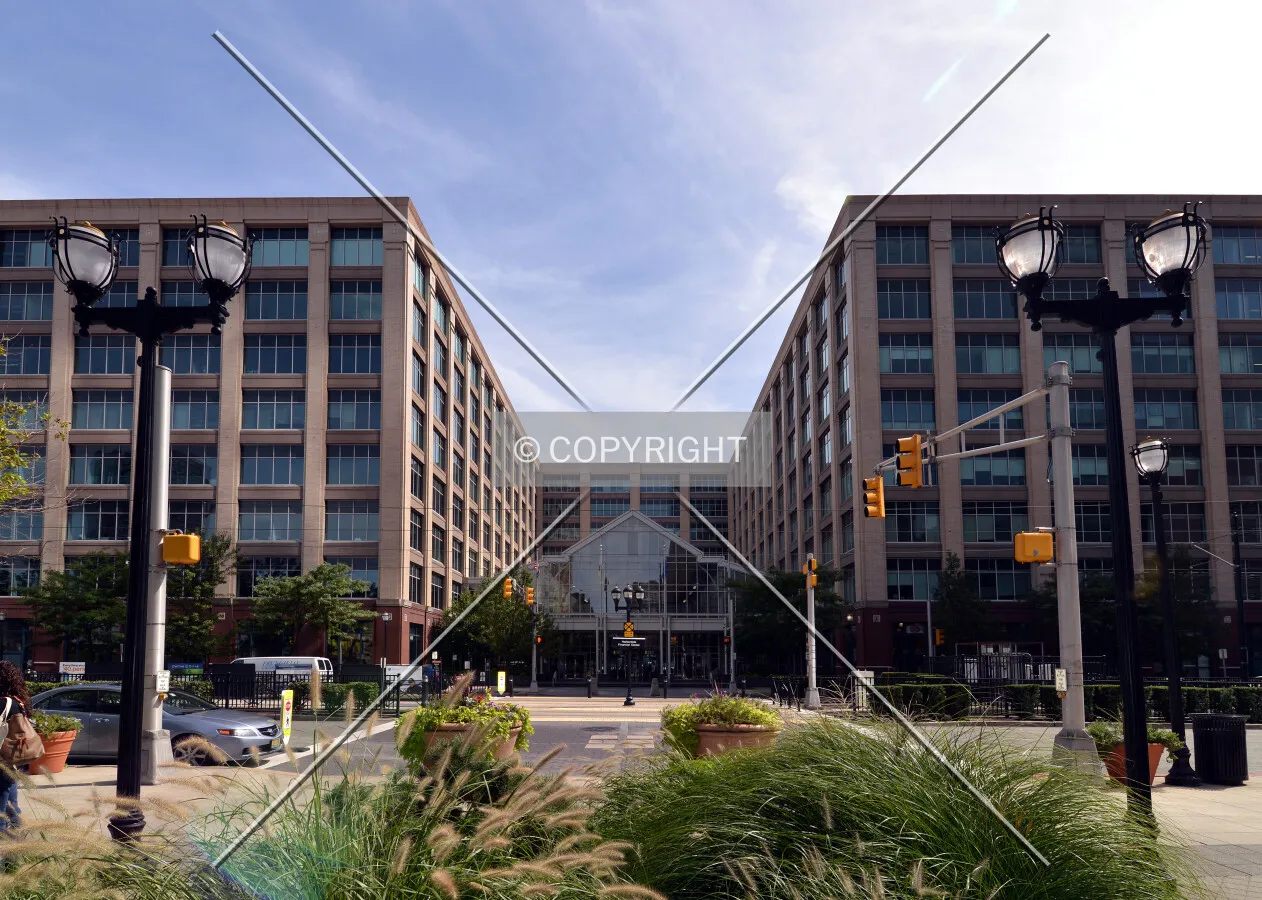 Main entrance from the west on Hudson Street
