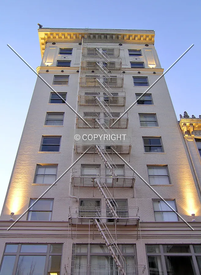 Looking up the eastern facade