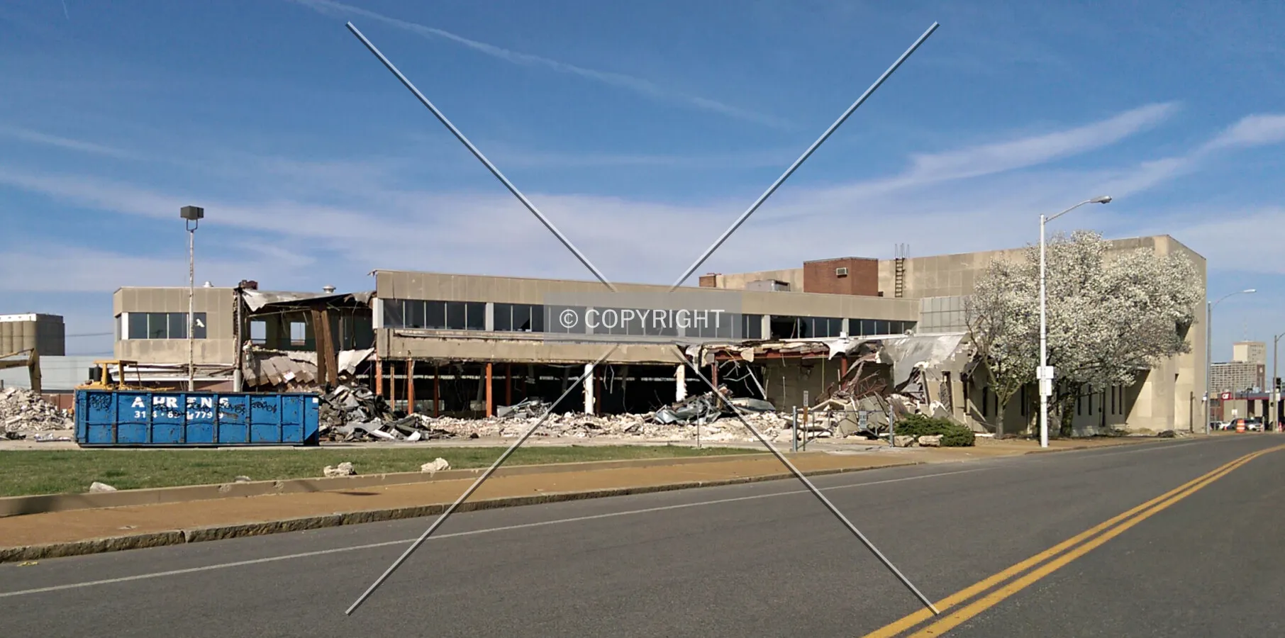 View from the southwest during demolition; April 1, 2015