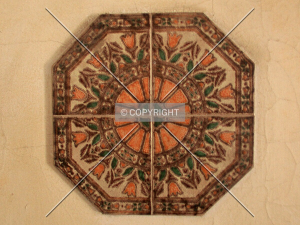 Tile on the east wall of the vestibule