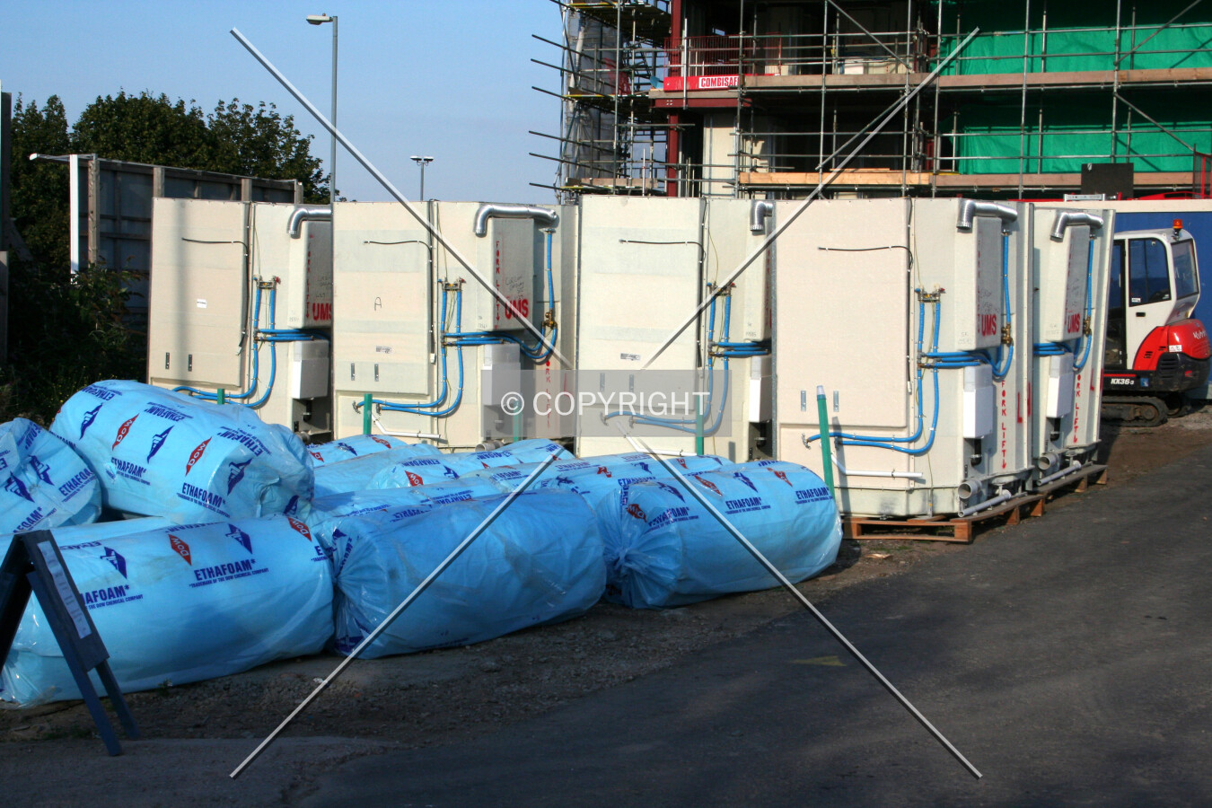 Looking into the site at electrical equipment
