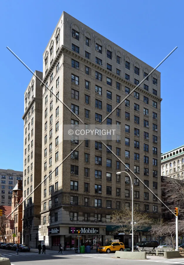 View from the southeast at Broadway and 77th Street