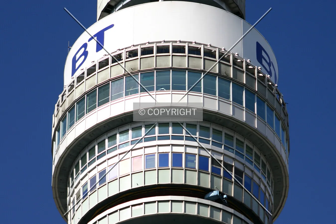 Looking up at the observation deck and revolving restaurant