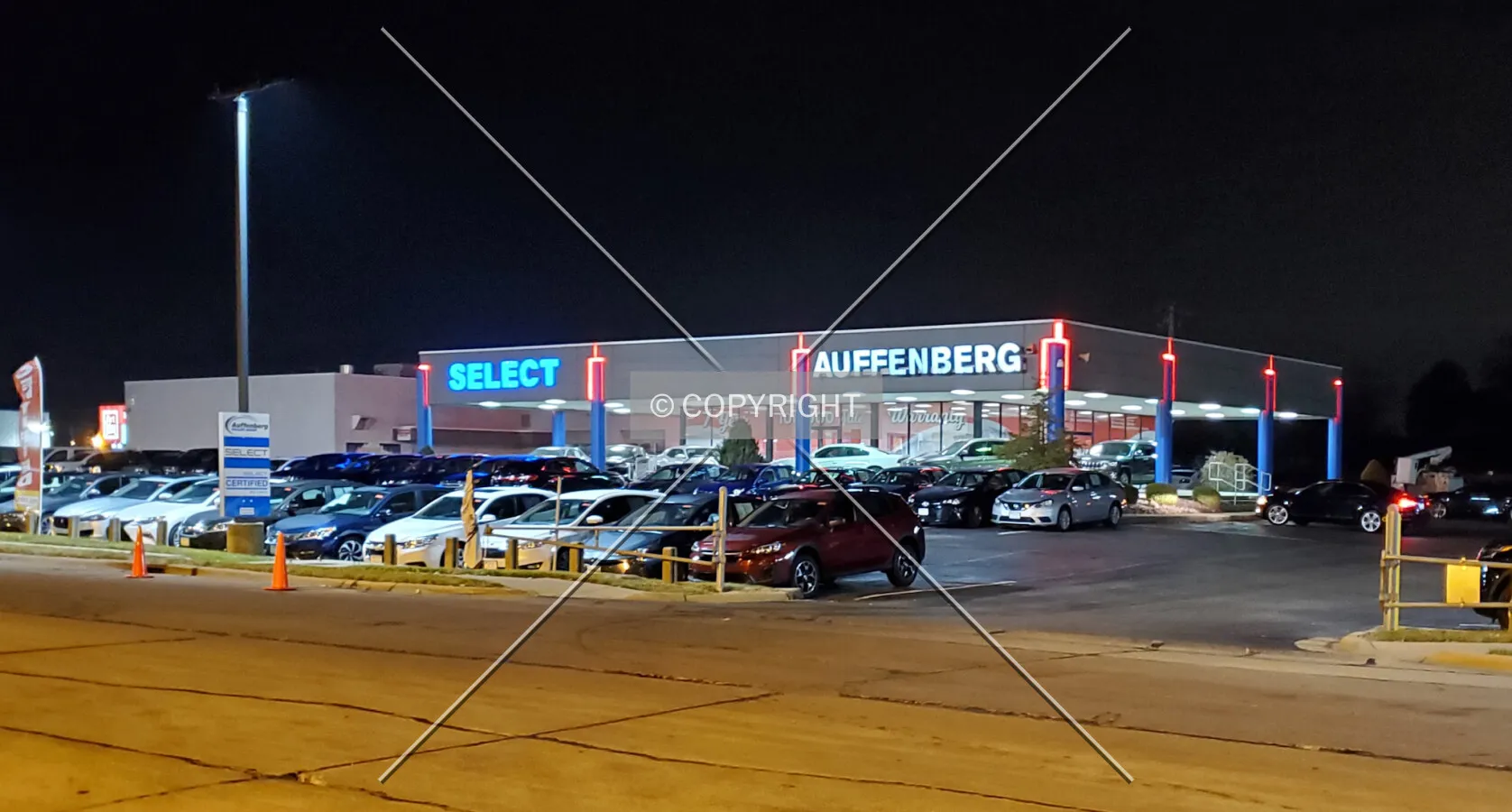 Northeast view at night; November 22, 2019