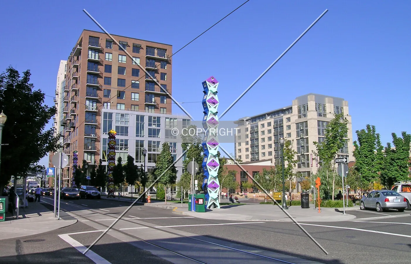 Southeastern view of the building and the park