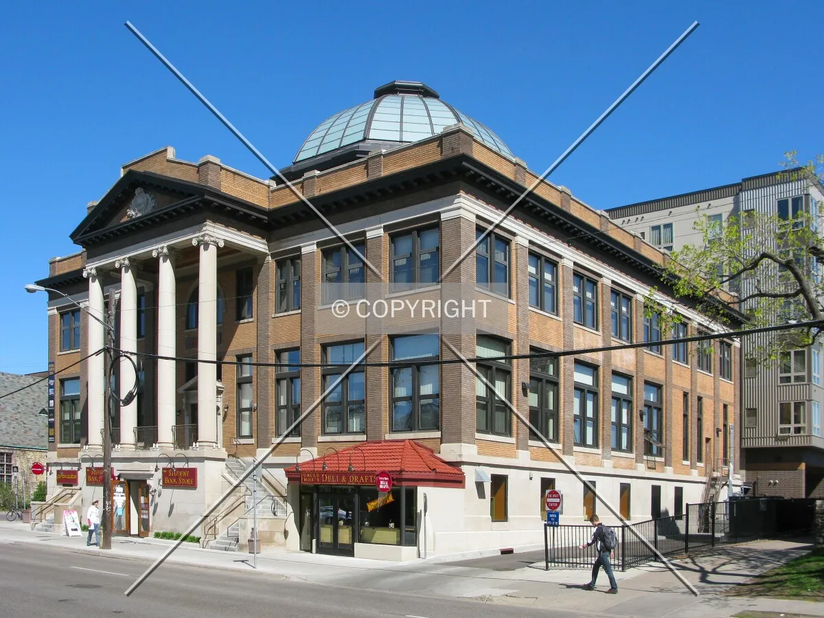 Southeast corner from across University Avenue SE