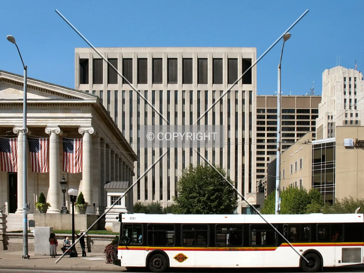 View to the west across North Main Street, with the Old Montgomery Courthouse