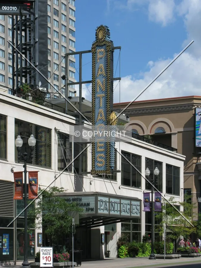 Signage and main entrance from across Hennepin Avenue