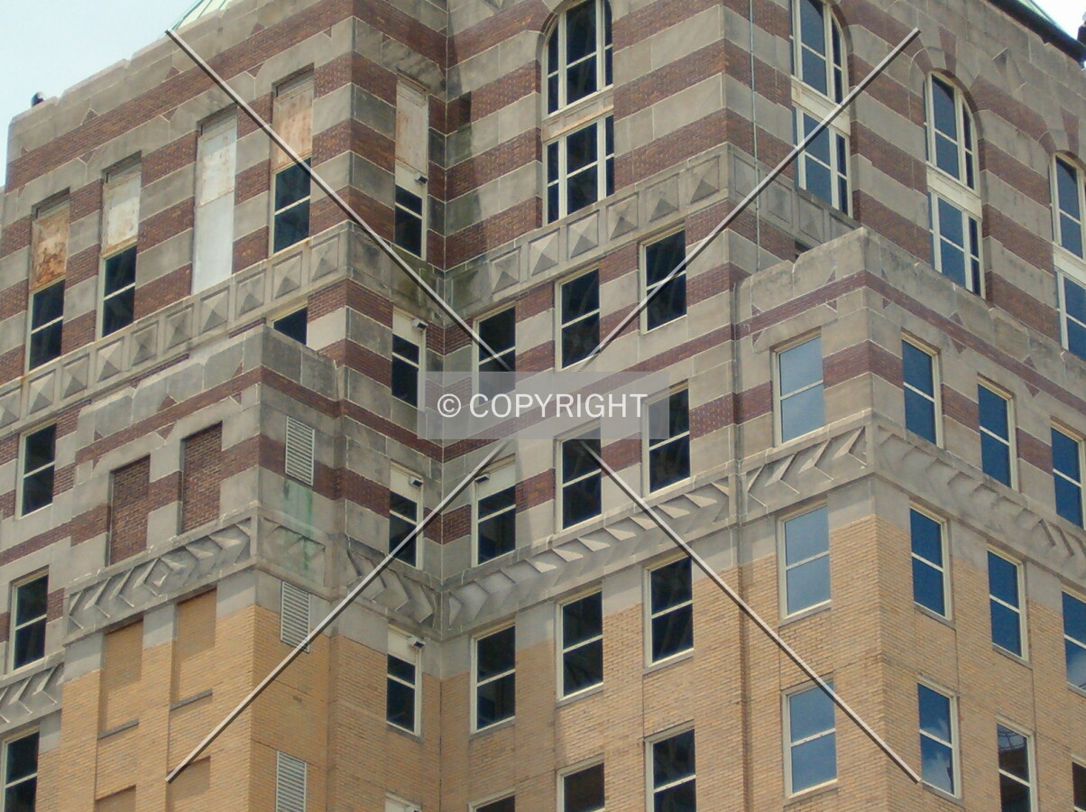 View from neighboring building looking south