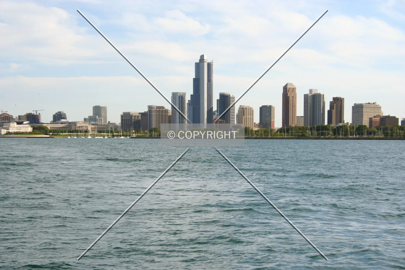 Looking southwest from a tour boat in Lake Michigan