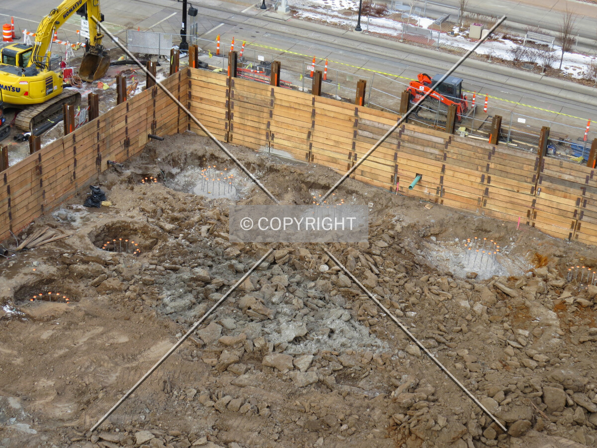 Completed caissons at the northwest corner
