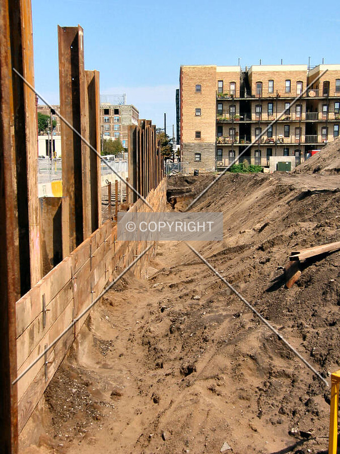 Shoring on the west side of the site
