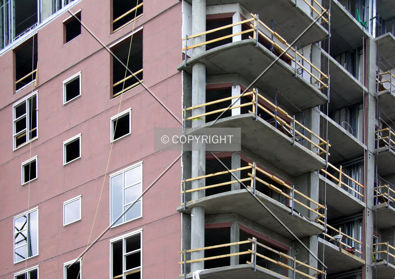 Facade installation on the northwest corner
