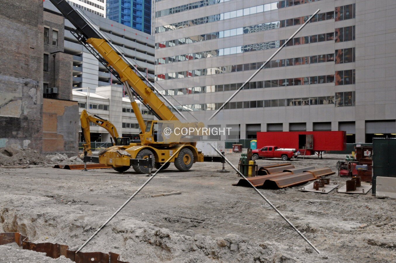 Looking southeast across the site from Washington Street