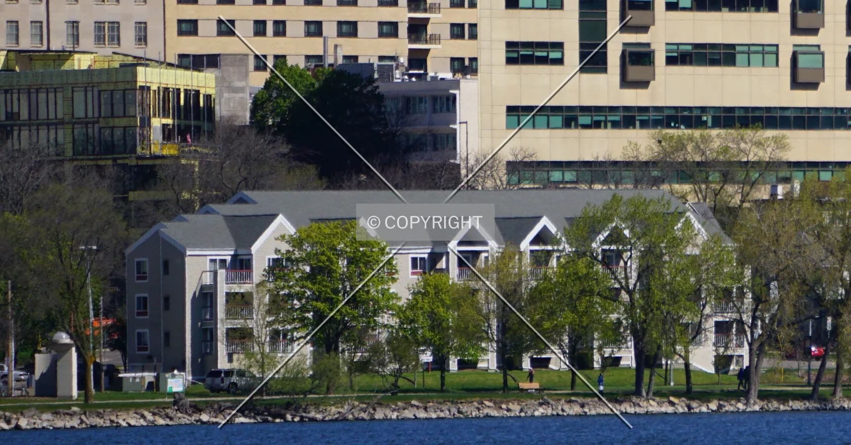 Distant view from the southwest; May 9, 2020