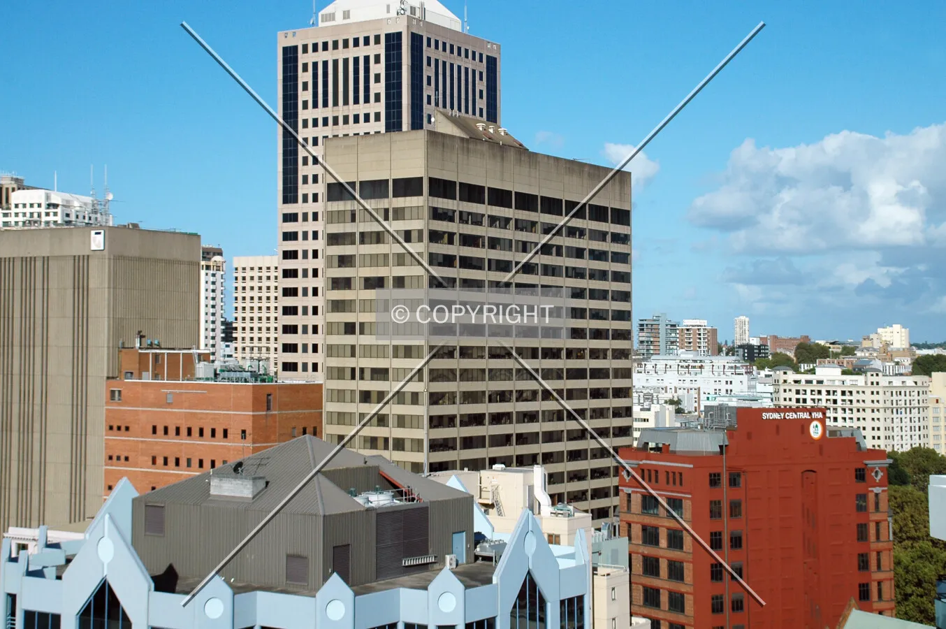 Elevated view from the southwest