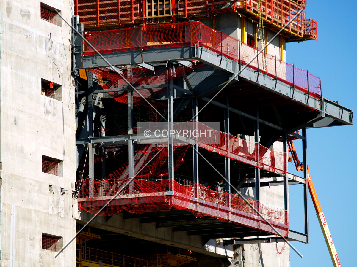 Part of the metal structure starting to raise