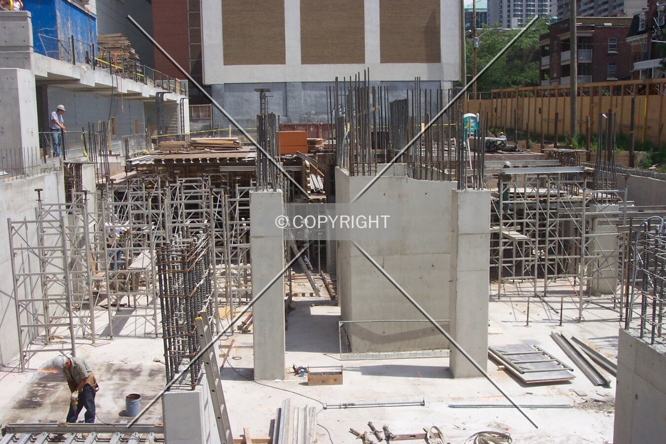 View of the construction site, seen facing east