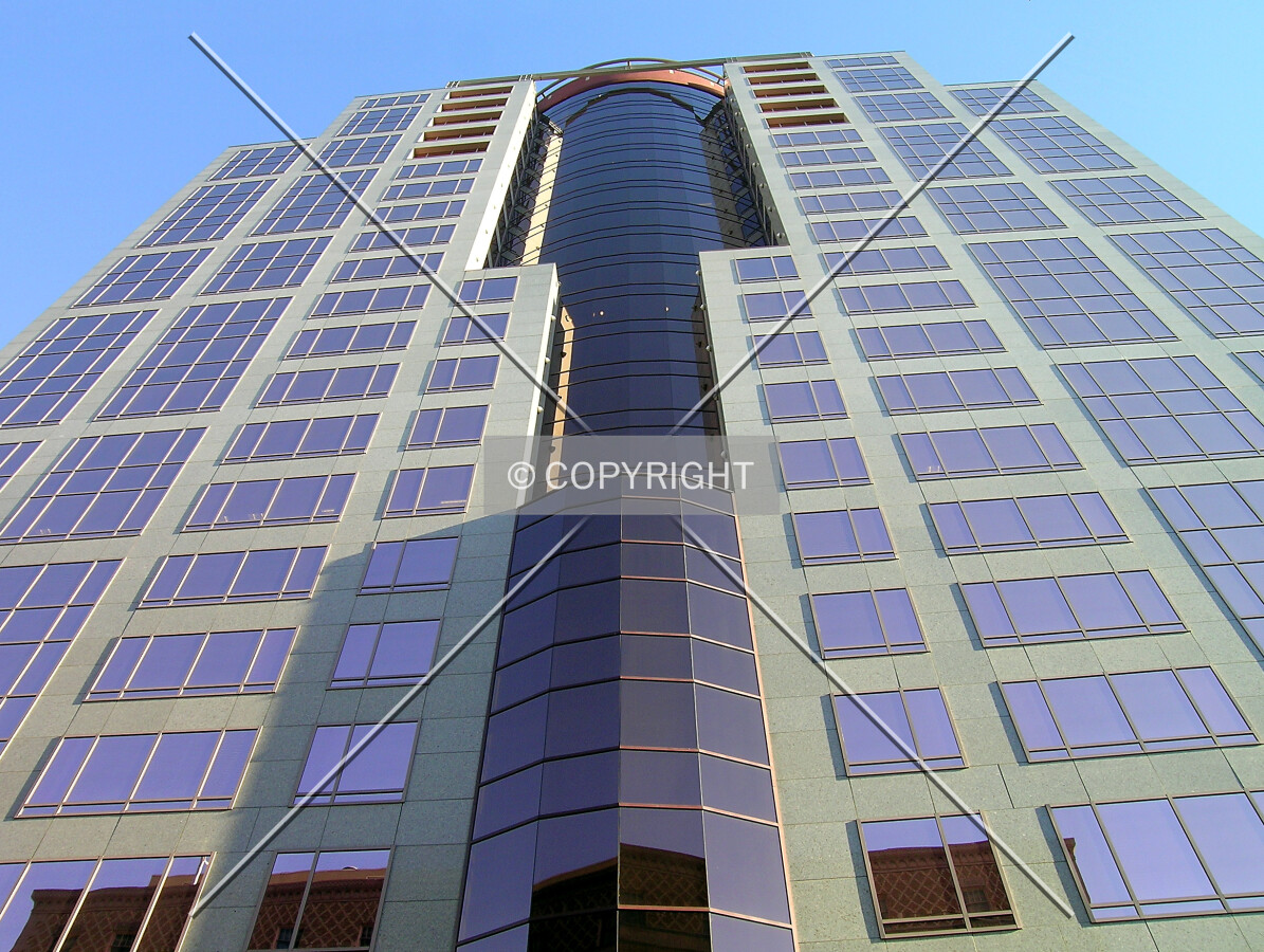 Looking at the top of the building