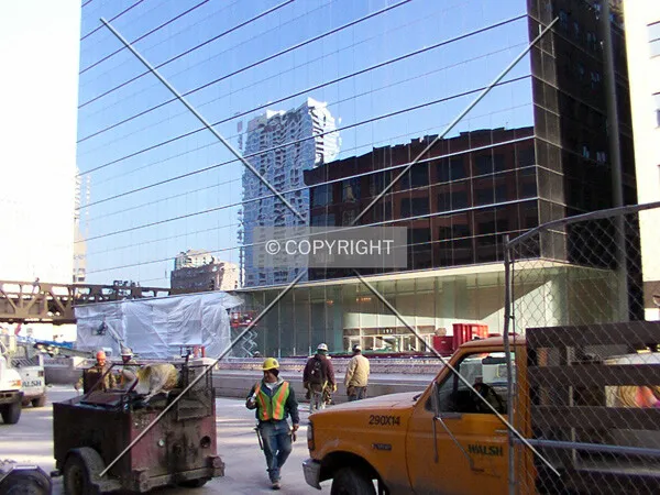 Main entrance from across Wacker Drive