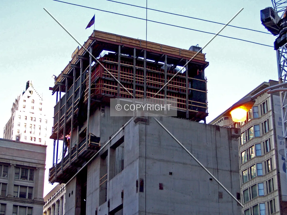 Concrete fromwork around the elevator core