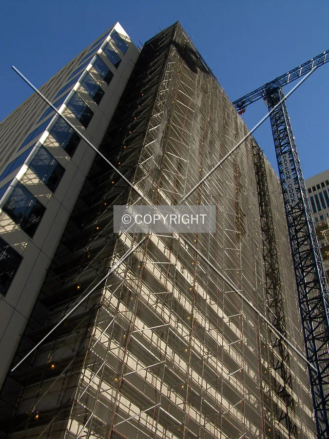 Looking up the southwest corner