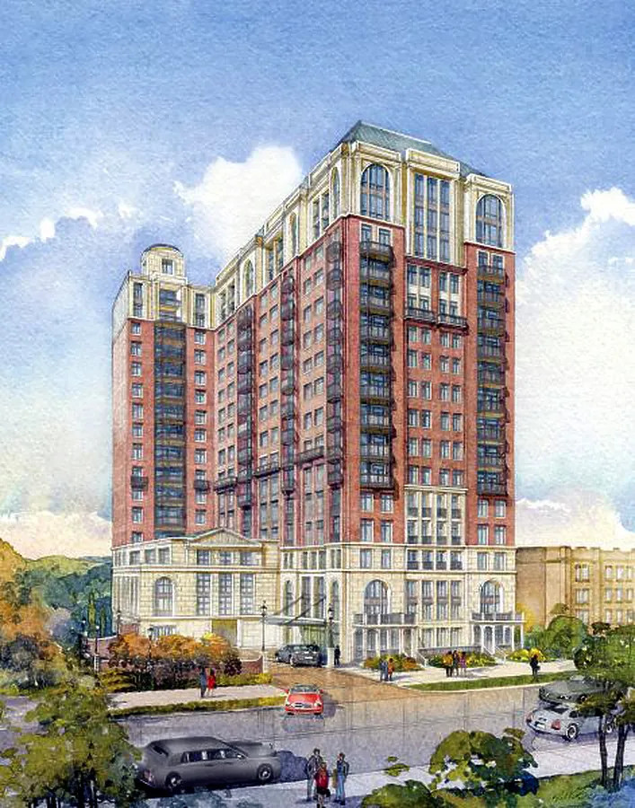 View from the southwest across Forest Street