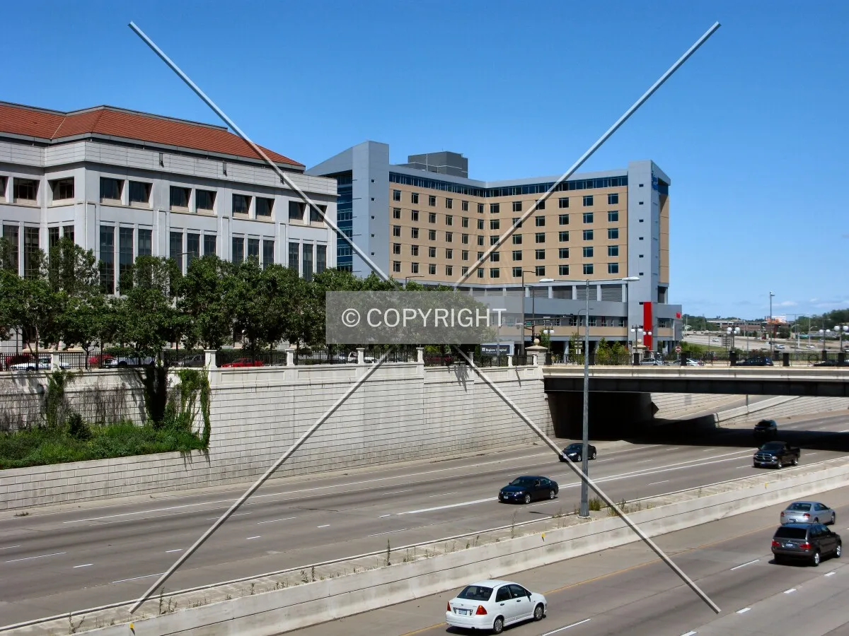 View to the northeast from the south end of the Robert Street bridge over Interstate 35E/94