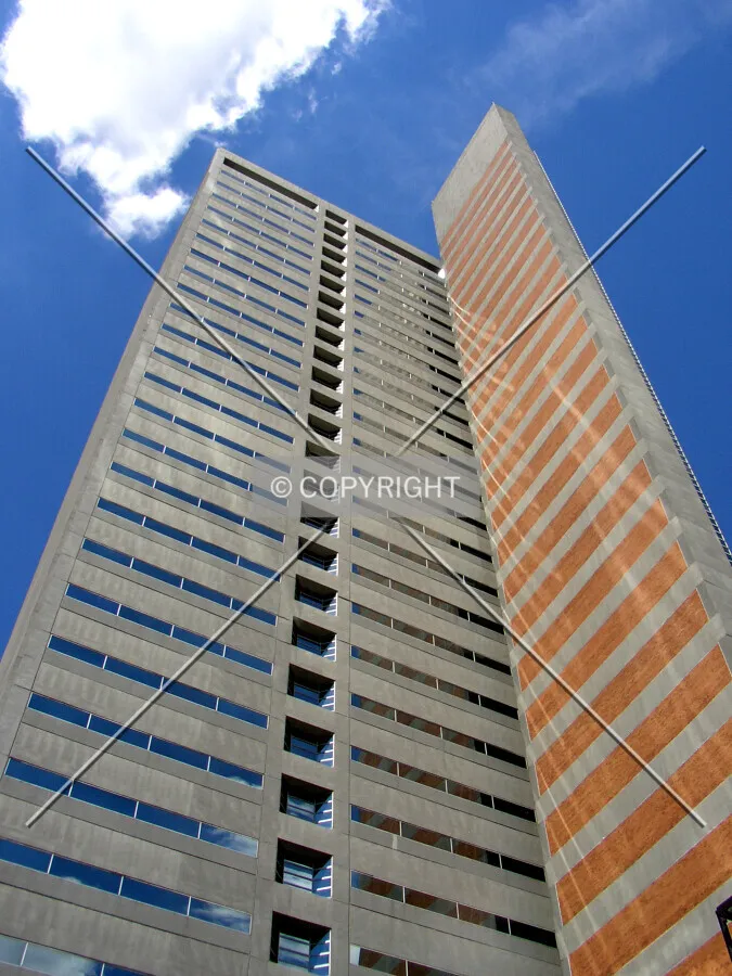 Looking up the southwest corner