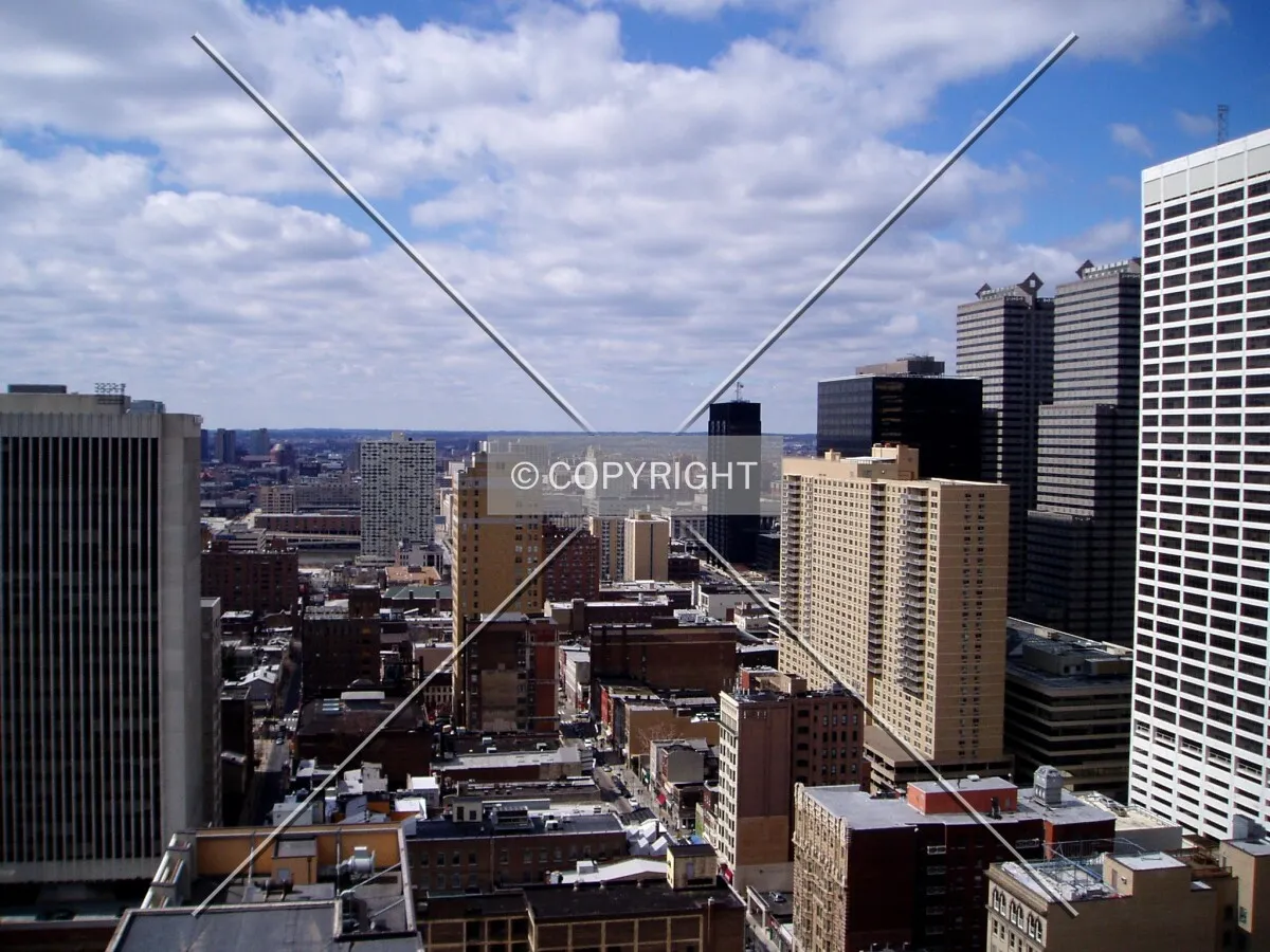 Looking west from the Architects Building, with Market Street skyscrapers on the right