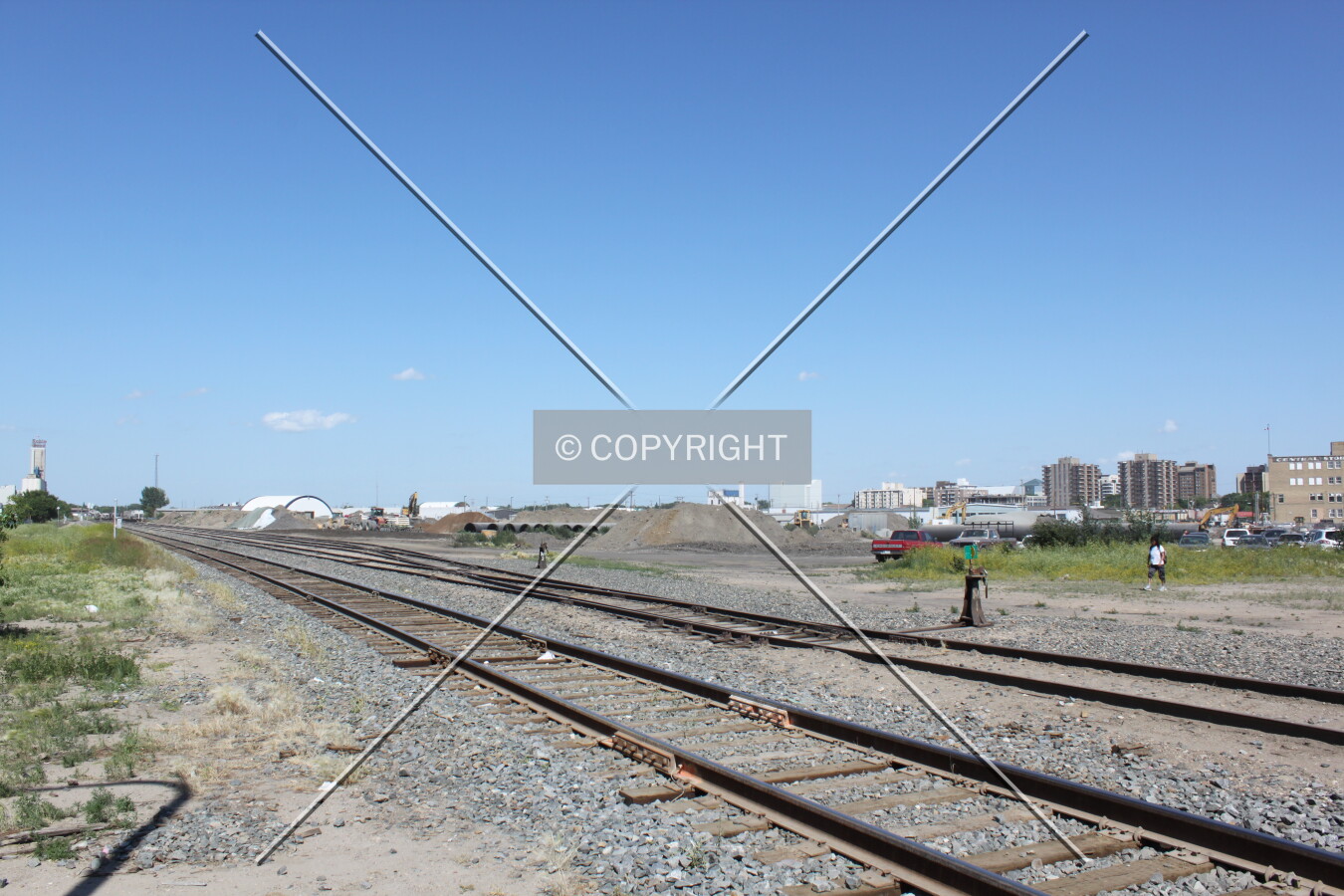 Railway tracks, looking east towards downtown.