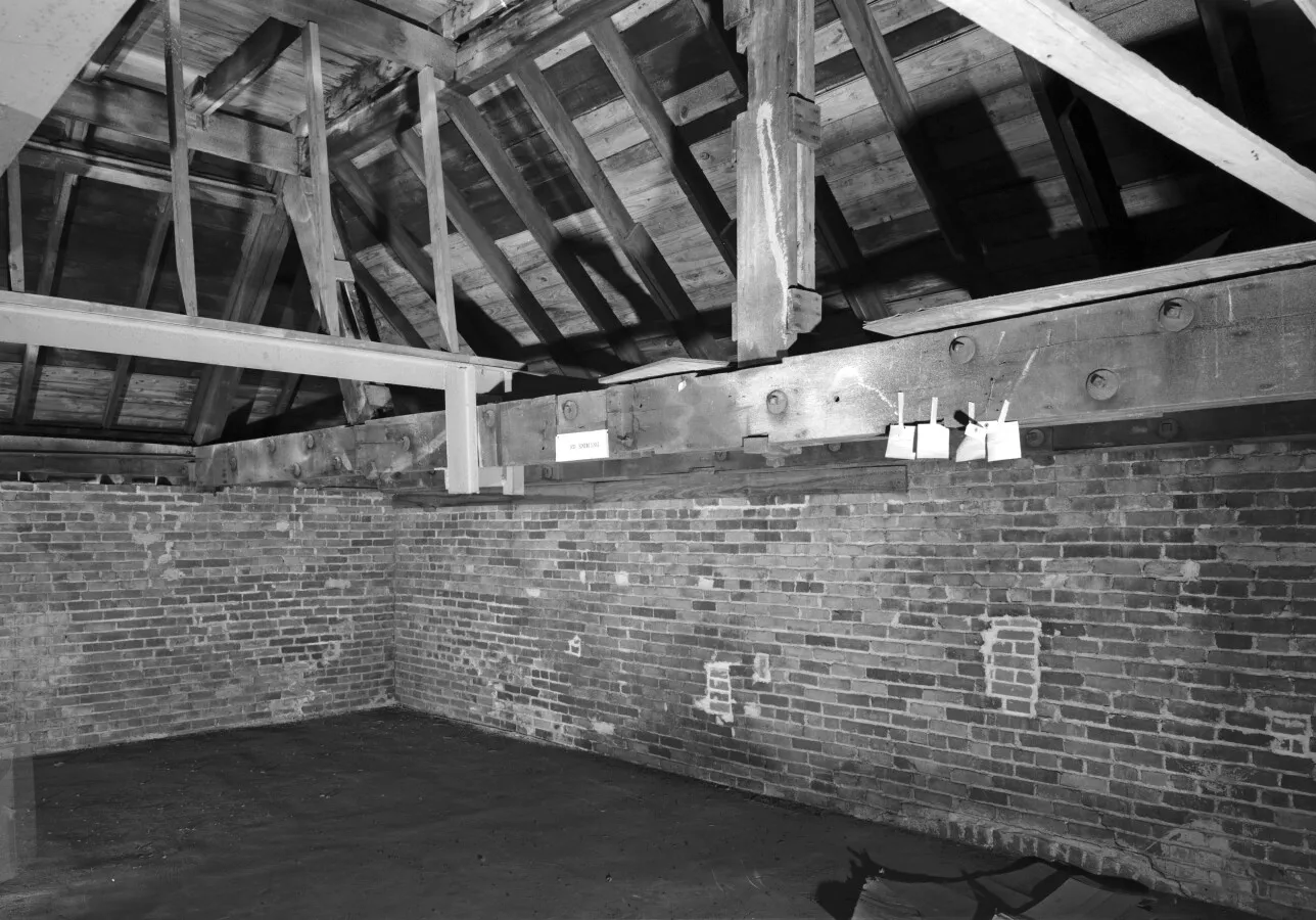 Attic space, fifth floor, southwest corner