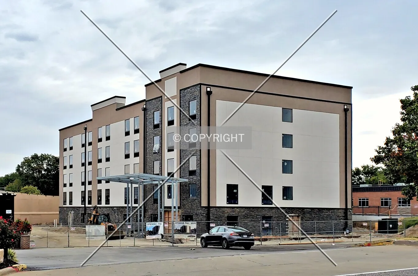 Northwest view during construction;