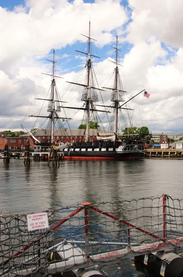 Security barrier and the USS Constitution