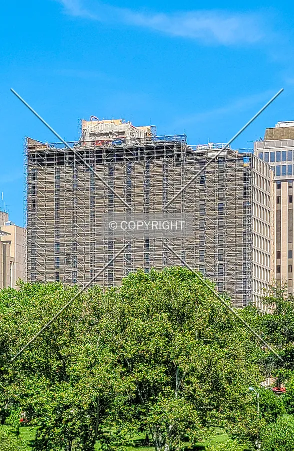 From the southwest during demolition; June 14, 2021